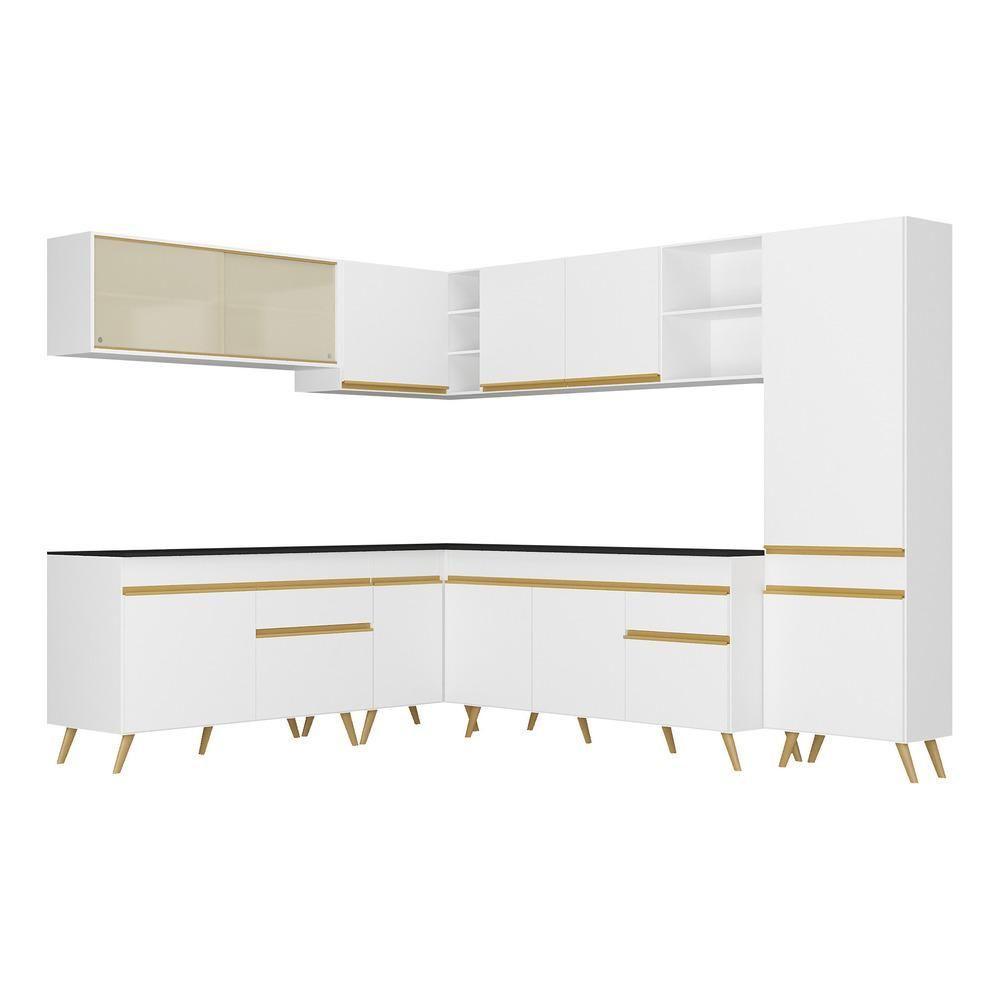 Cozinha Completa De Canto Veneza Gw Mp2065 Com Armário E Balcão Branca - 3