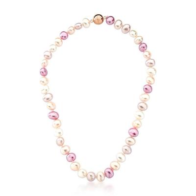 Colar Com Pérolas Ovais Doris 1cm Em Quatro Tons Banhado Em Ouro Rosé