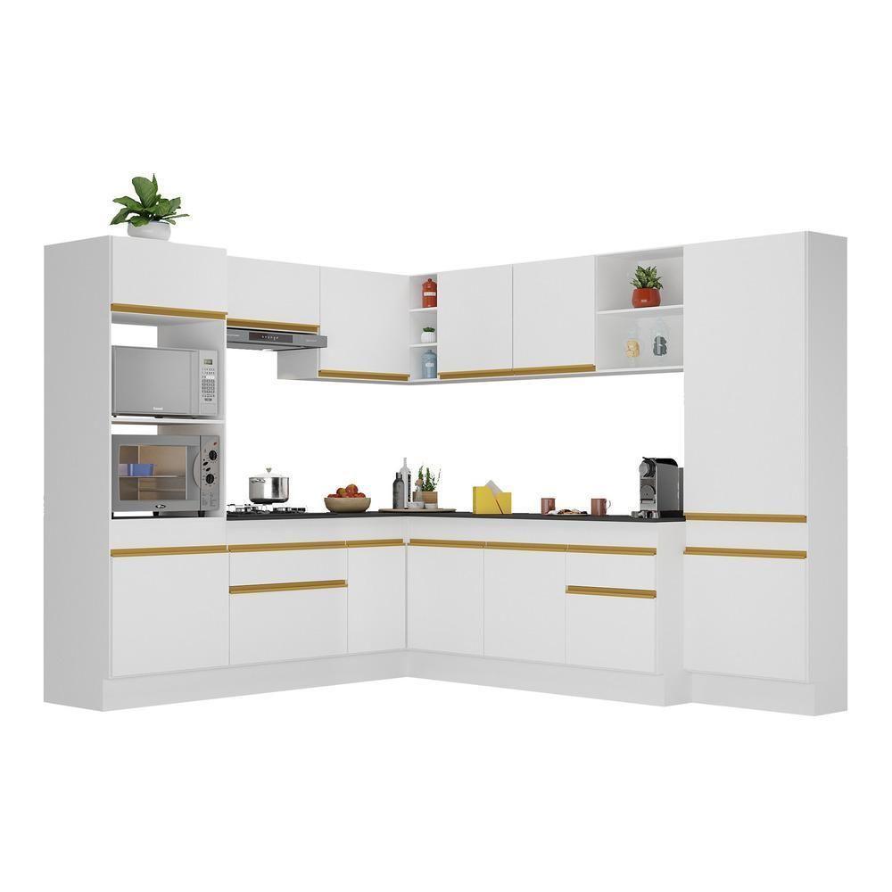 Cozinha Completa De Canto Mp2082 Com Armário E Balcão Branca - 7