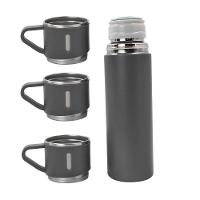 Garrafa Térmica Parede Dupla 3 Copo Aço Inox Squeeze 500ml Preto - 5
