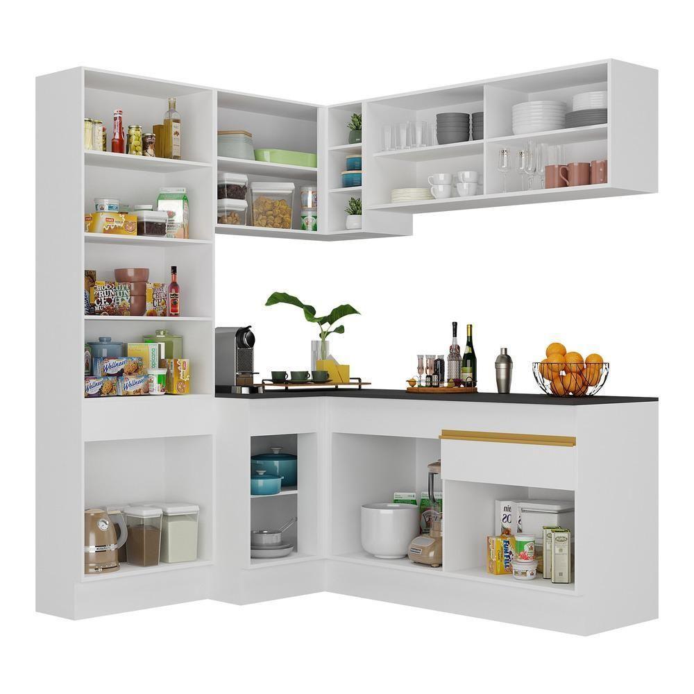 Cozinha Completa De Canto Mp2089 Com Armário E Balcão Branca Multimóveis - 4