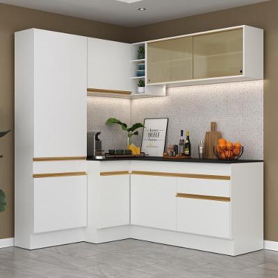 Cozinha Completa De Canto Mp2089 Com Armário E Balcão Branca Multimóveis