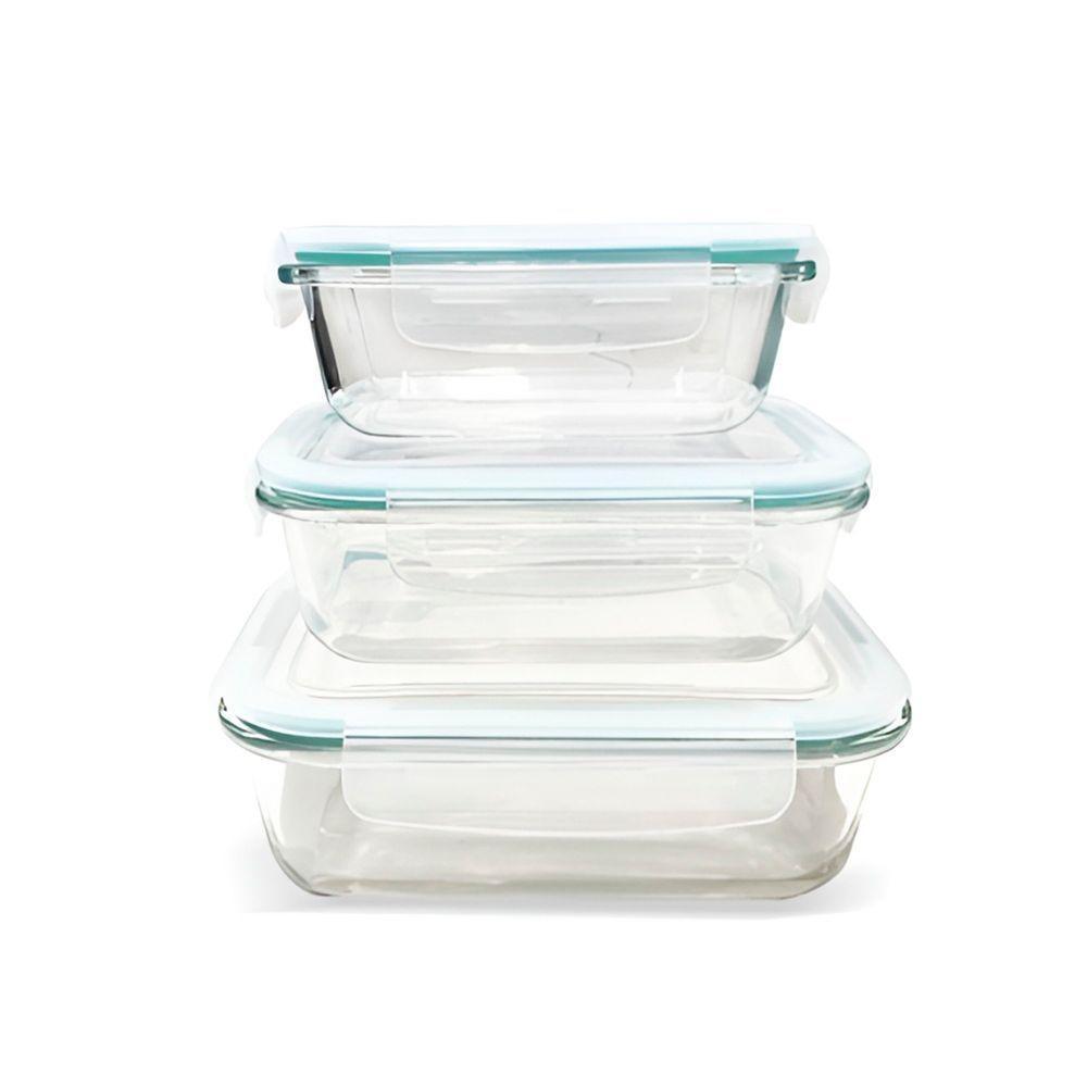 Conjunto 3 Pote Marmita Vidro Hermético Retangular - 2