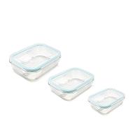 Conjunto 3 Pote Marmita Vidro Hermético Retangular - 1