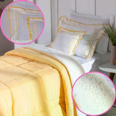 Coberdrom Cobre Leito Solteiro Soft 3 Pcs Percal 400 Fios Amarelo Amarelo
