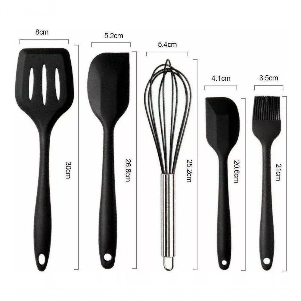 Kit Utensílios De Silicone Para Cozinha 5 Peças Espátula Fue Pincel Vermelho - 2