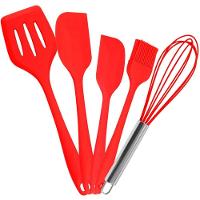 Kit Utensílios De Silicone Para Cozinha 5 Peças Espátula Fue Pincel Vermelho - 1