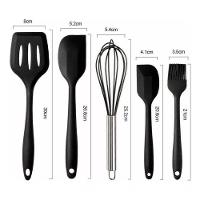 Kit Utensílios De Silicone Para Cozinha 5 Peças Espátula Fue Pincel Vermelho - 2