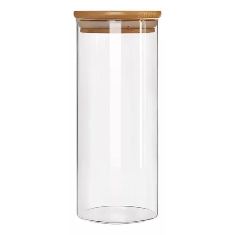 Pote De Vidro Hermético Com Tampa De Bambu - 1500ml - 1