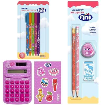 Kit Lápis Hb + Caneta Gel 0.6 + Calculadora Fini - Leo & Leo