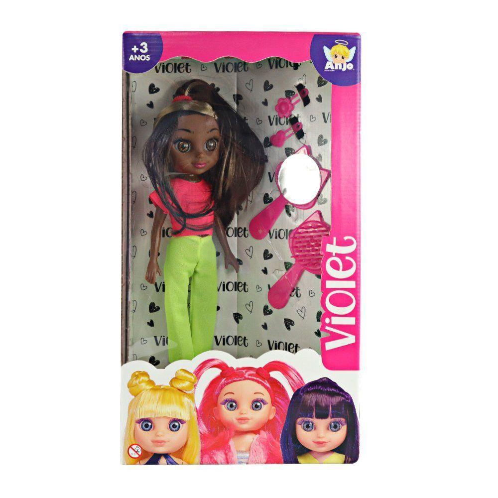 Boneca Violet Negra 30cm Com Acessórios Como Pente Espelho E Prendedores De Cabelo - 4