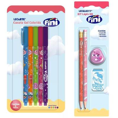 Kit Lápis Hb + 5 Caneta Gel 0.6 Fini - Blister - Leo & Leo