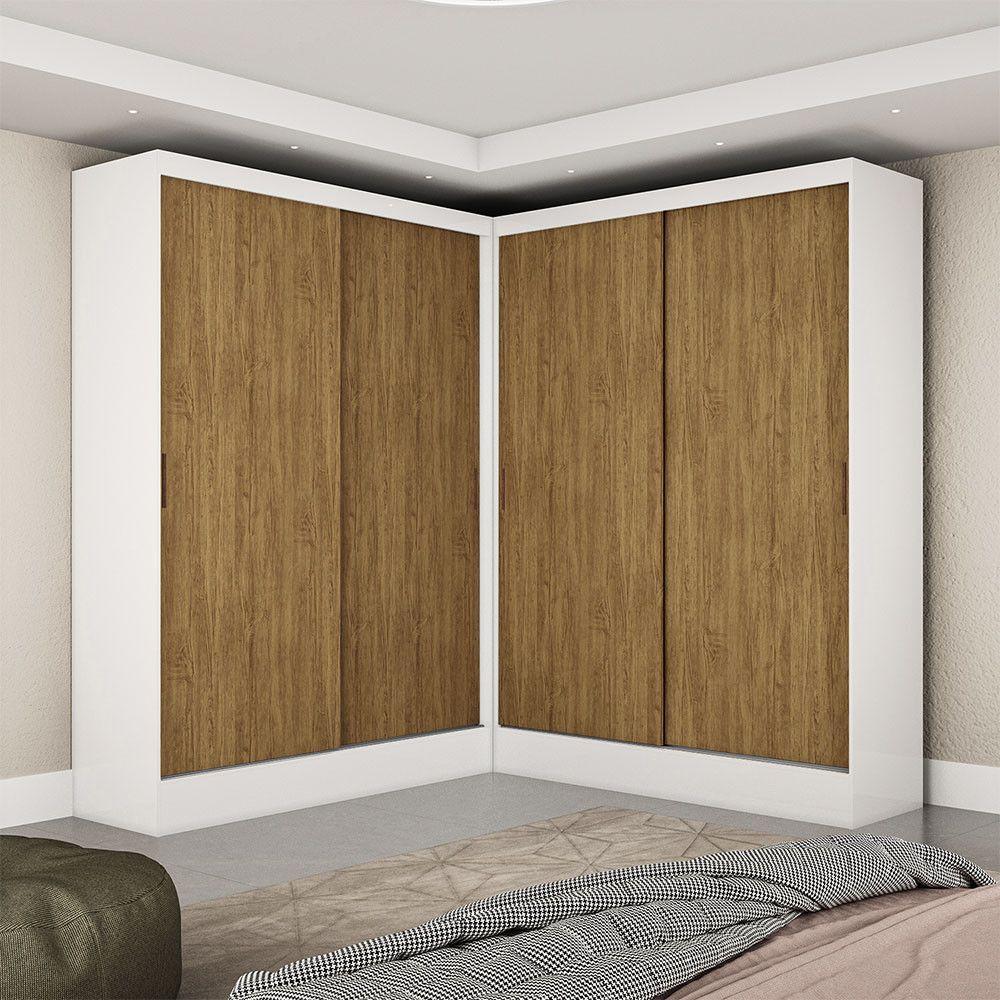 Closet Casal Duplo Belém 4 Portas 4 Gavetas Carioca Móveis Branco Cinamomo - 1