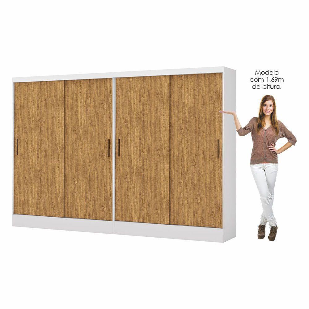 Closet Casal Duplo Belém 4 Portas 4 Gavetas Carioca Móveis Branco Cinamomo - 3