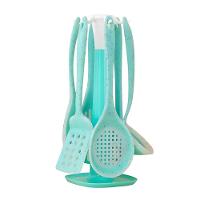 Kit 7 Peças Utensílios Cozinha Silicone Resistente Durável Verde Água - 1