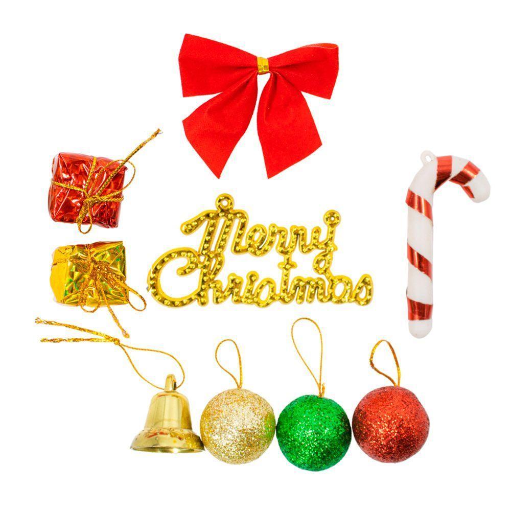 Enfeite Decoração Arvore De Natal Presentes Bolas Sino Laço Pendurar - 1