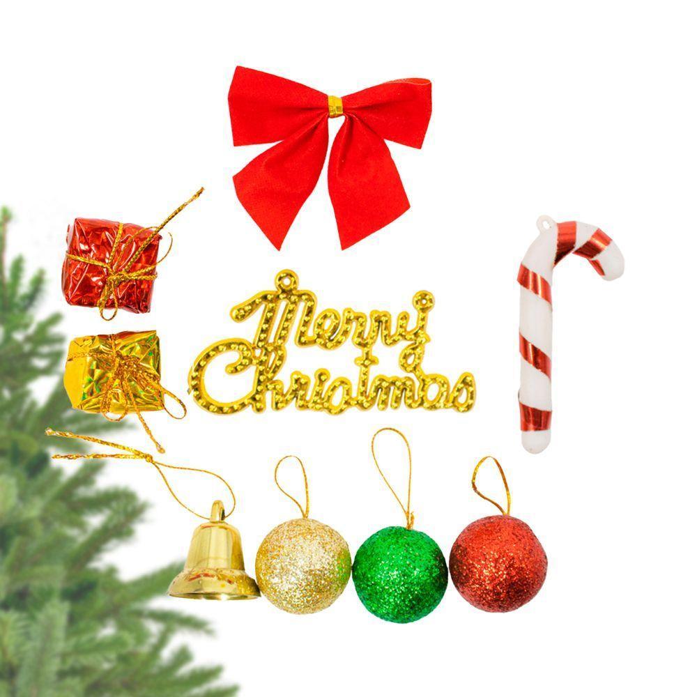Enfeite Decoração Arvore De Natal Presentes Bolas Sino Laço Pendurar - 3