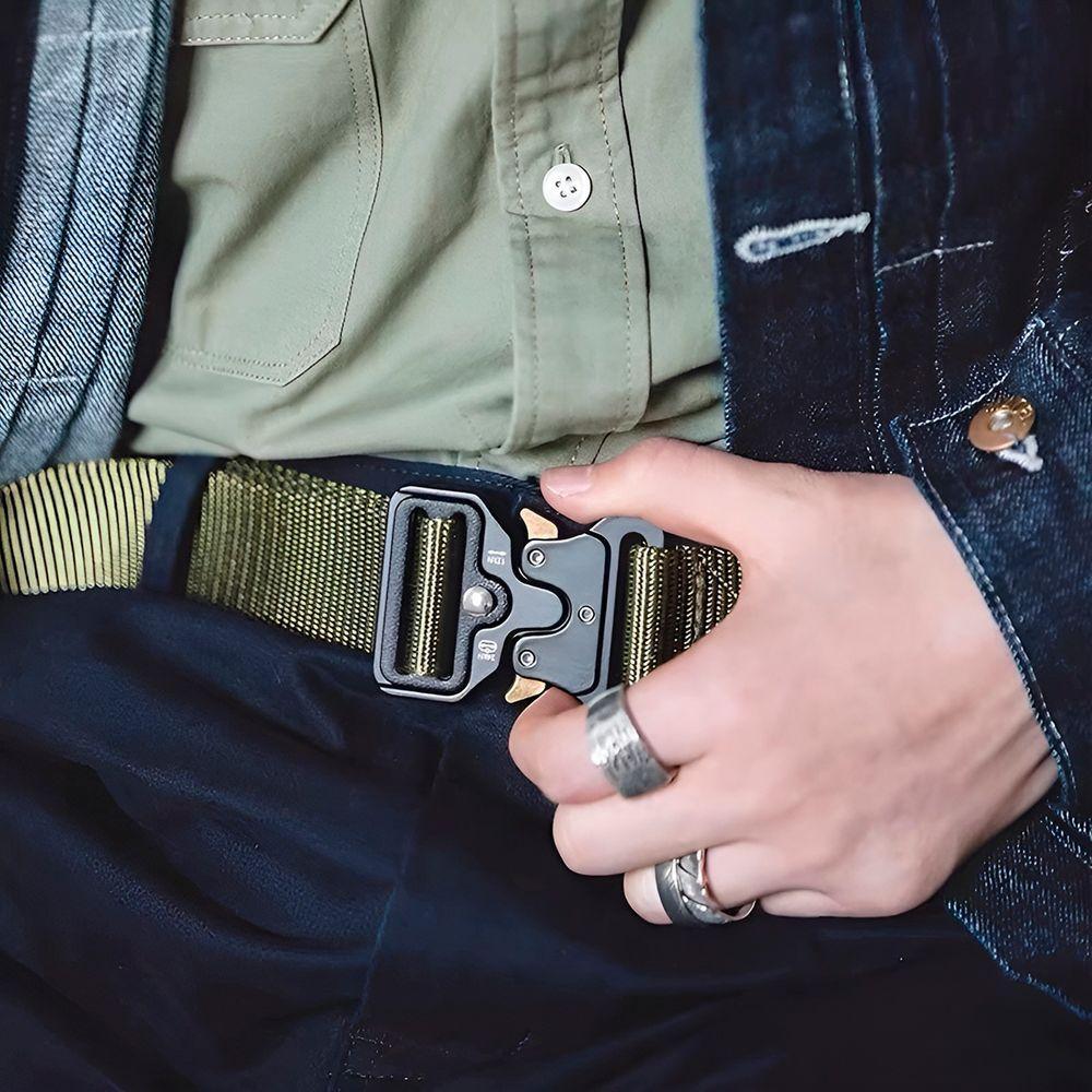 Cinto Tático Com Fivela De Engate Multifuncional Prático Eficiente Verde Musgo - 6