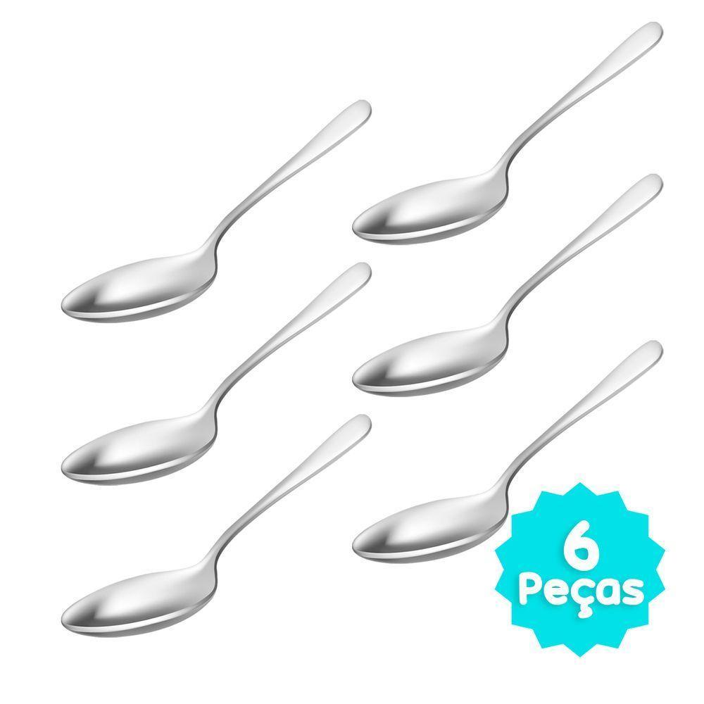 Kit 6 Colheres Aço Inox Mesa Sopa Talher Buffet Restaurante - 2