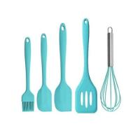 Kit Utensílios De Silicone Para Cozinha 5 Peças Espátula Fue Pincel Azul - 1
