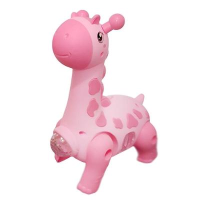 Girafa Brinquedo Infantil Dançante Robô Som Luz Crianças Bebe Rosa
