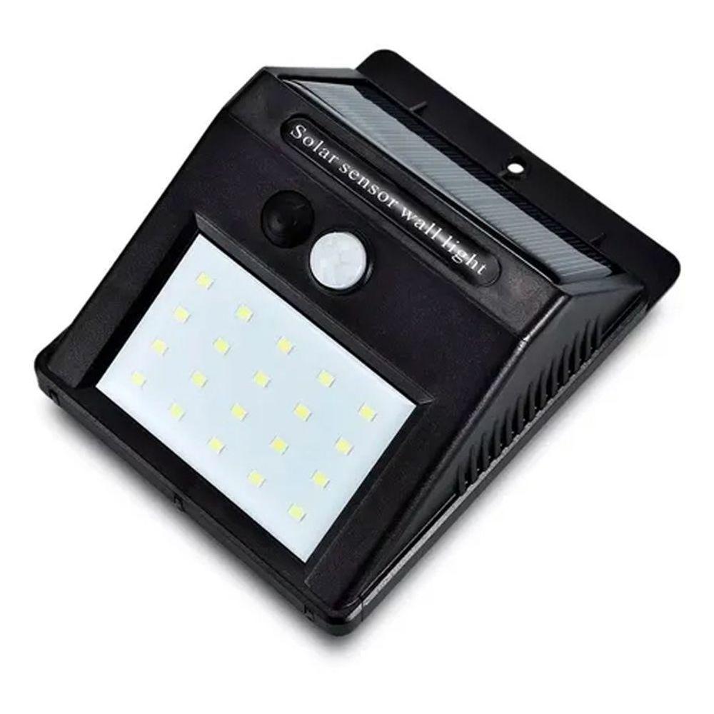 Luminária Parede Solar 30 Leds Sensor Movimento Luz Preto - 4