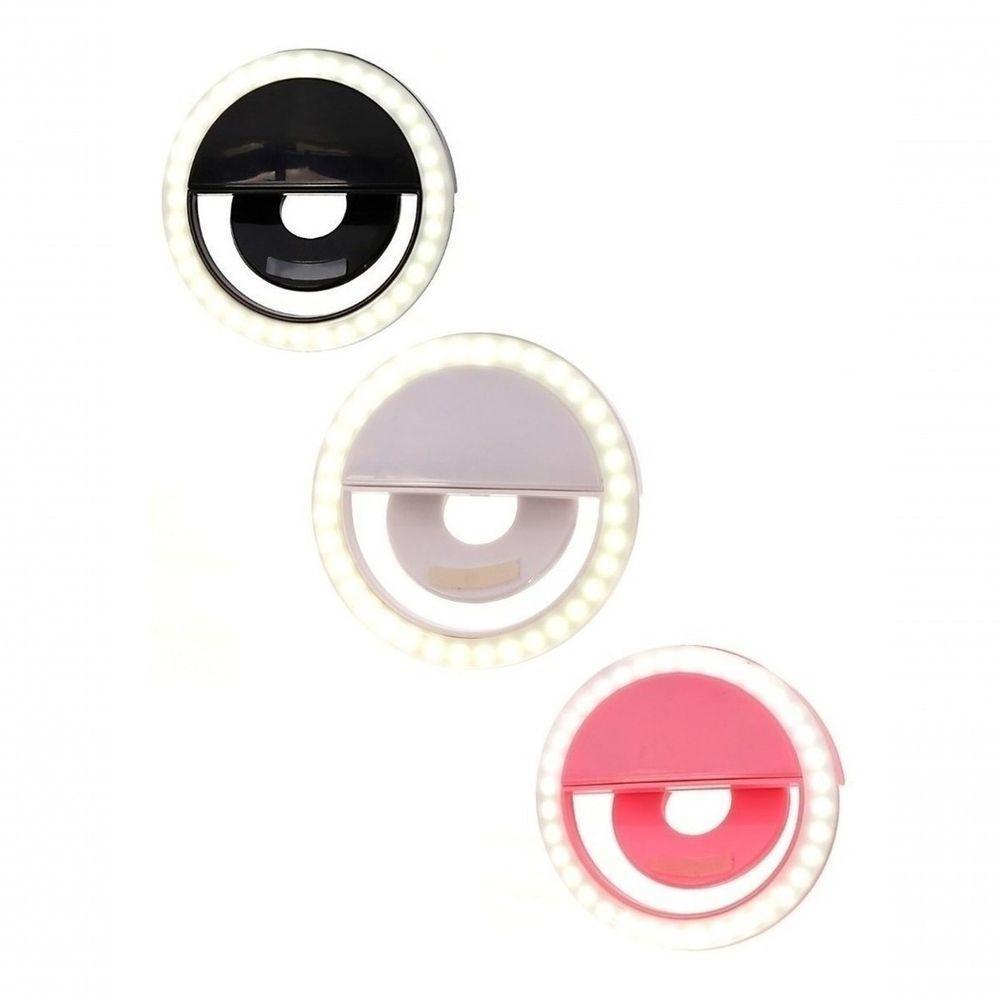 Luz Selfie Ring Light Clipe Anel Led Flash Celular Universal Branco - 2