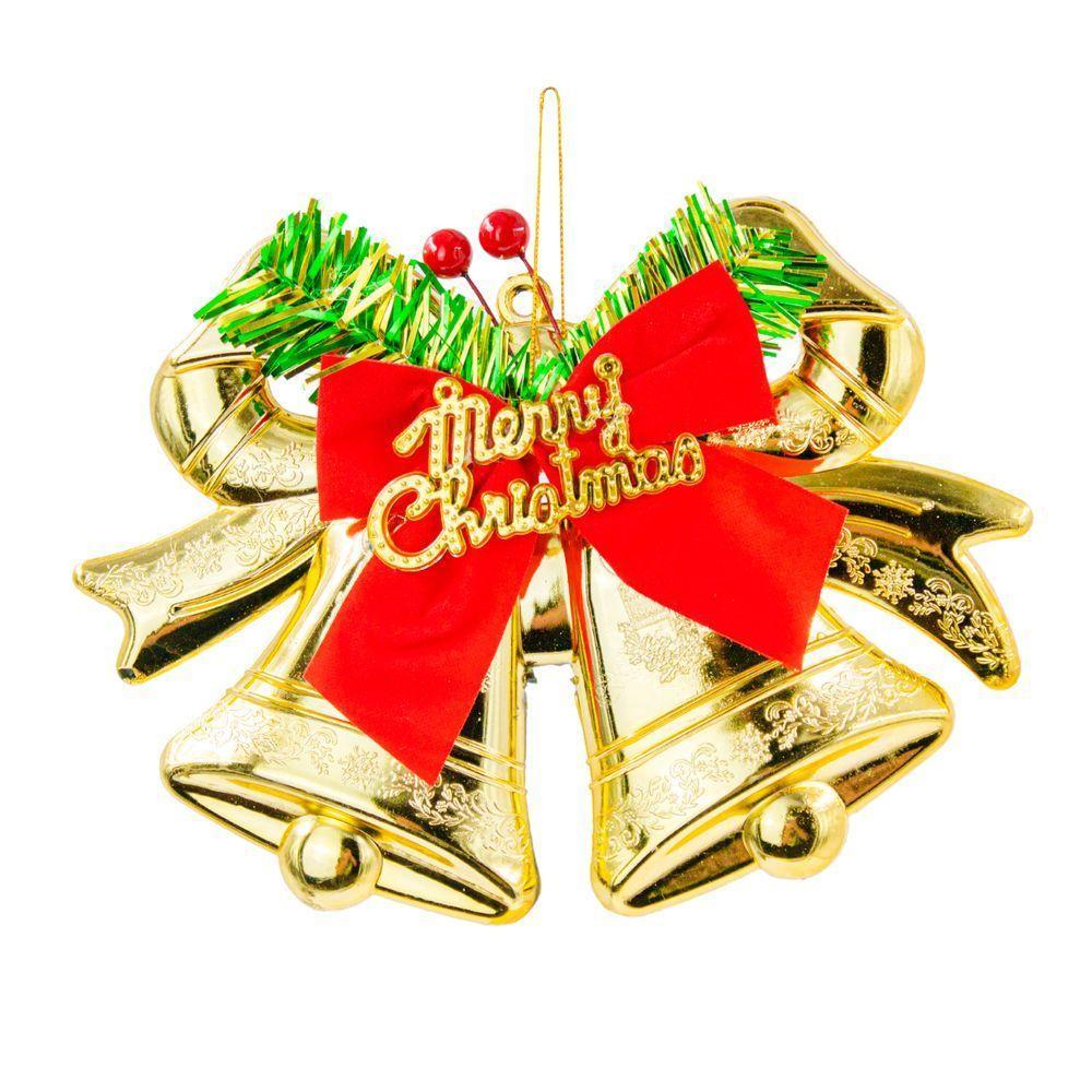 Enfeite Decoração Arvore De Natal Sinos Com Laço Pendurar Natalino - 1