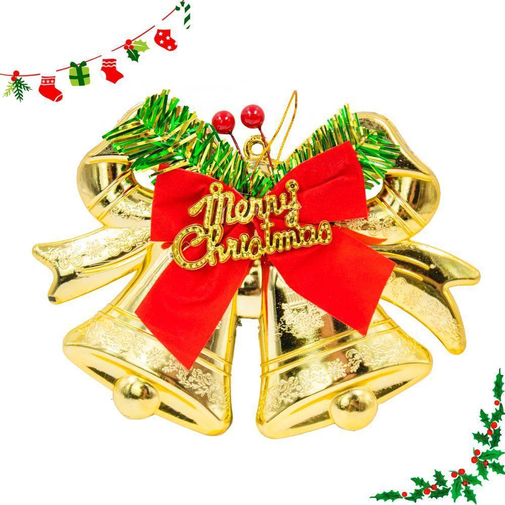Enfeite Decoração Arvore De Natal Sinos Com Laço Pendurar Natalino - 4