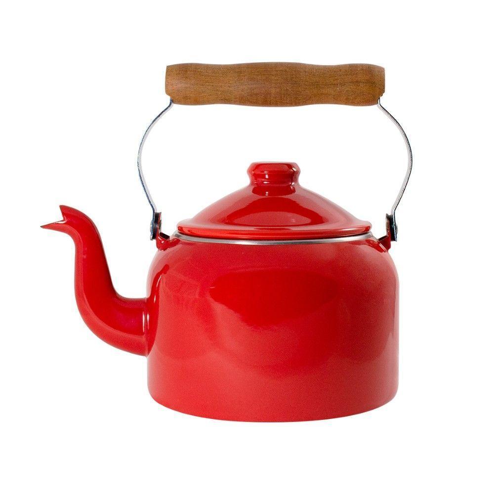 Chaleira Tradicional Esmaltada Vermelha 1,8 L Ewel - 1