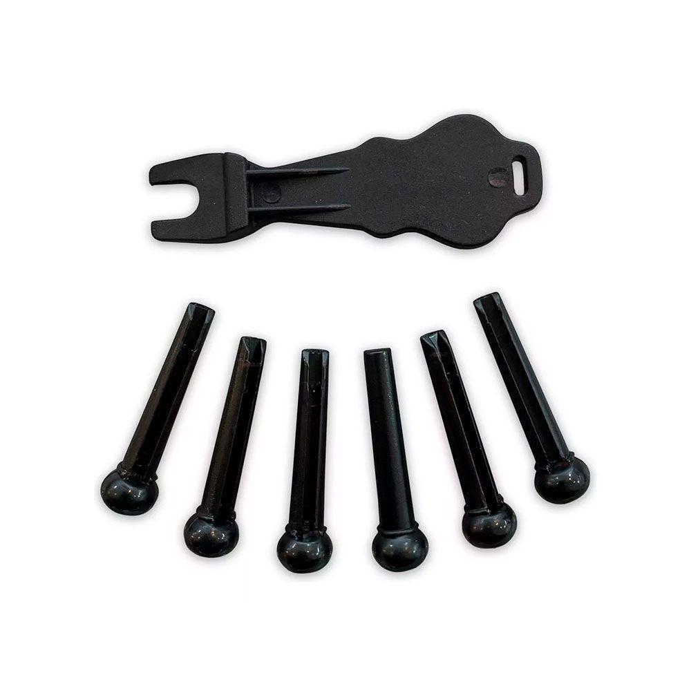 Jogo De Pinos Plásticos Liverpool P/ Violão Aço Preto Ac2989 - 1