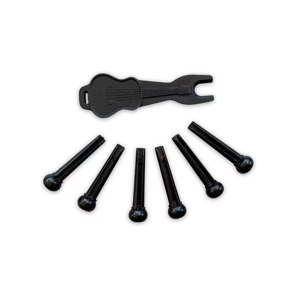 Jogo De Pinos Plásticos Liverpool P/ Violão Aço Preto Ac2989 - 2