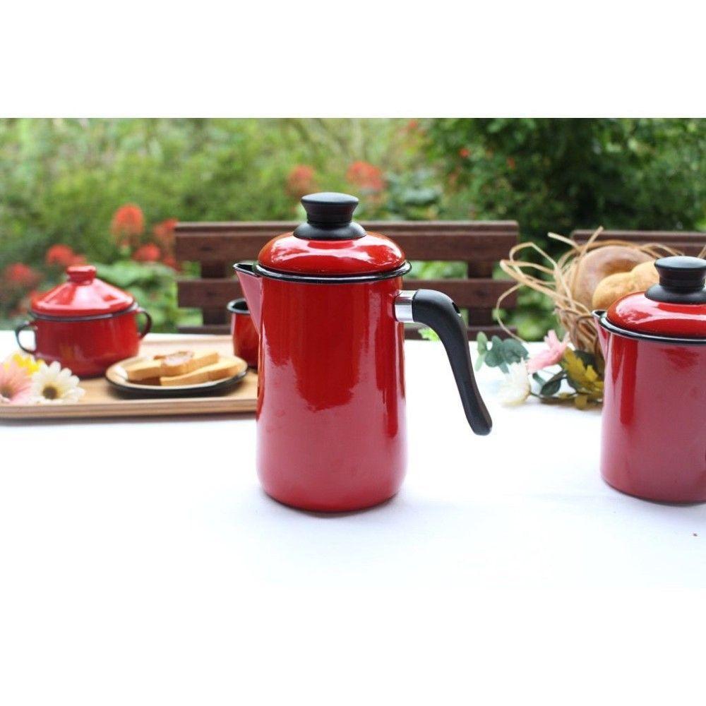 Caneca Grande Esmaltada Vermelho 370 Ml Ewel - 3