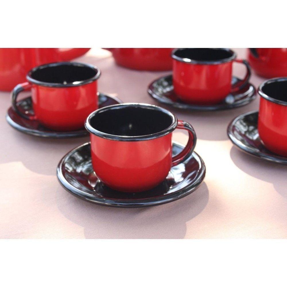 Caneca Grande Esmaltada Vermelho 370 Ml Ewel - 5