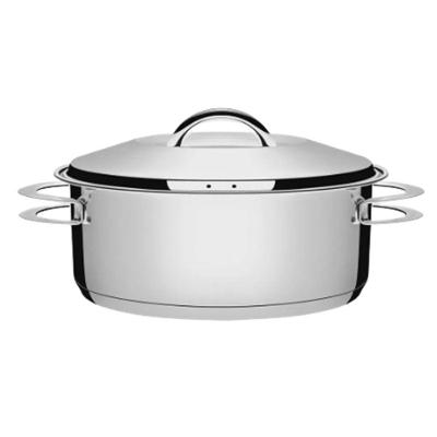 Panela Rasa Solar De Aço Inox 4,7 Litros Caçarola 24 Cm