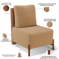 Kit 02 Poltronas Decorativas Sala Estar Living Hungria L02 Couríssimo Camel Bouclê Mostarda - Lyam