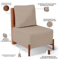 Kit 02 Poltronas Decorativas Sala Estar Living Hungria L02 Couríssimo Camel Linho Bege Escuro - Lyam