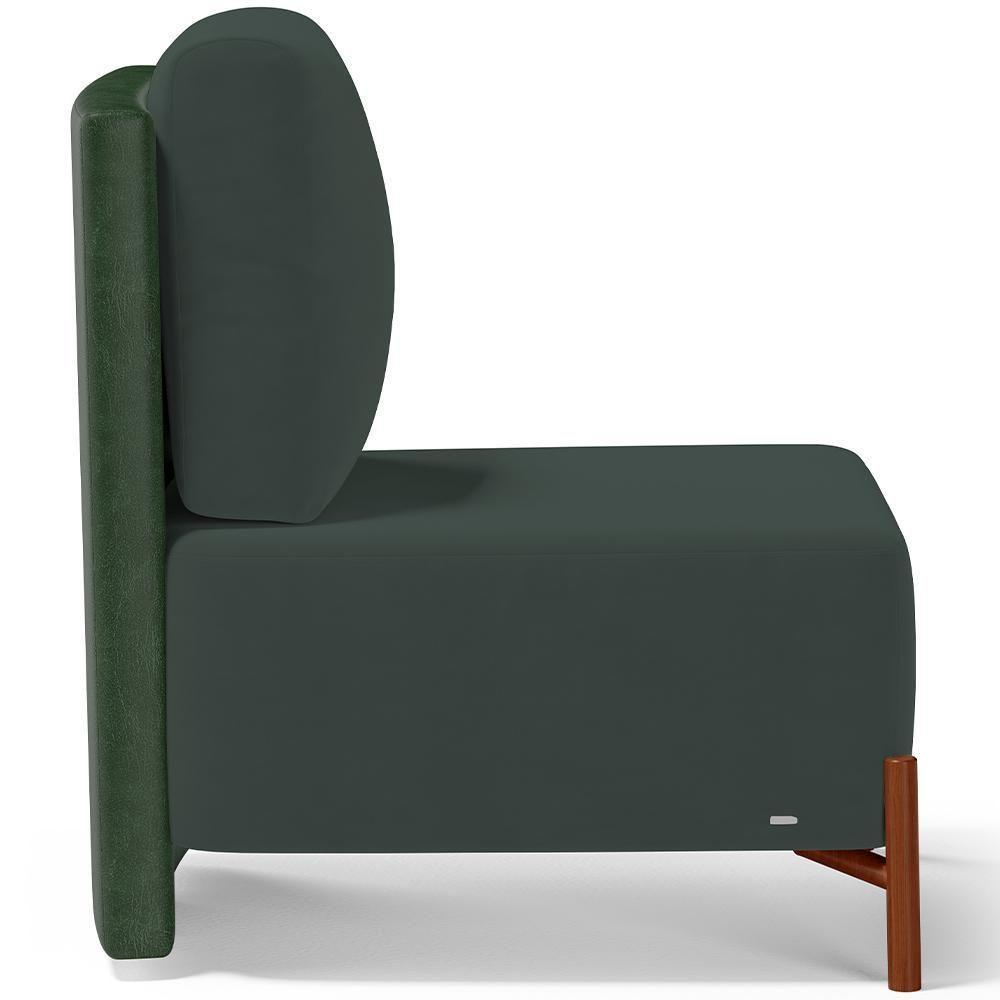 Kit 02 Poltronas Decorativas Sala De Estar Living Pés Madeira Hungria L02 Couríssimo Verde Suede Verde Musgo - Lyam - 7