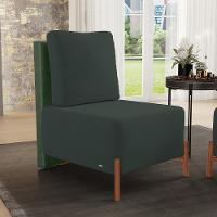 Kit 02 Poltronas Decorativas Sala De Estar Living Pés Madeira Hungria L02 Couríssimo Verde Suede Verde Musgo - Lyam - 2