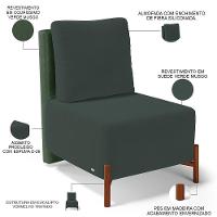 Kit 02 Poltronas Decorativas Sala De Estar Living Pés Madeira Hungria L02 Couríssimo Verde Suede Verde Musgo - Lyam