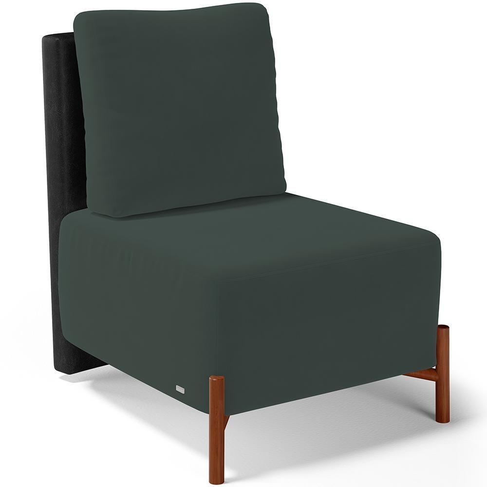 Kit 2 Poltronas Decorativas Sala Estar Living Hungria L02 Couríssimo Preto Suede Verde Musgo - Lyam - 3