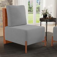 Kit 02 Poltronas Decorativas Sala De Estar Living Hungria L02 Couríssimo Camel Suede Cinza - Lyam - 2