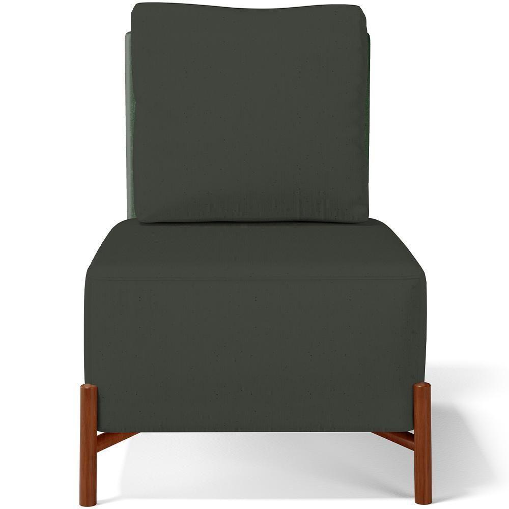 Kit 02 Poltronas Decorativas Sala De Estar Living Pés Madeira Hungria L02 Couríssimo Verde Linho Verde Musgo - Lyam - 6
