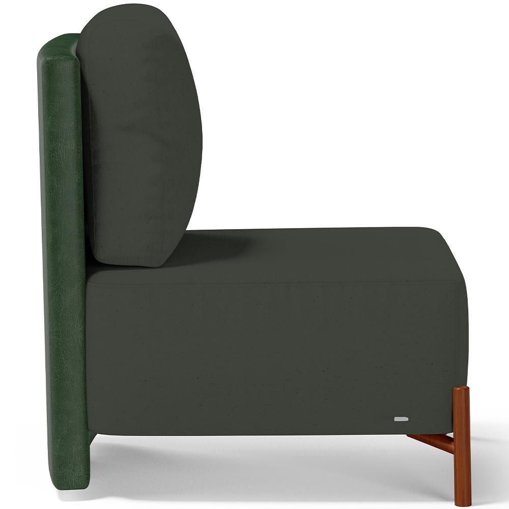 Kit 02 Poltronas Decorativas Sala De Estar Living Pés Madeira Hungria L02 Couríssimo Verde Linho Verde Musgo - Lyam - 7
