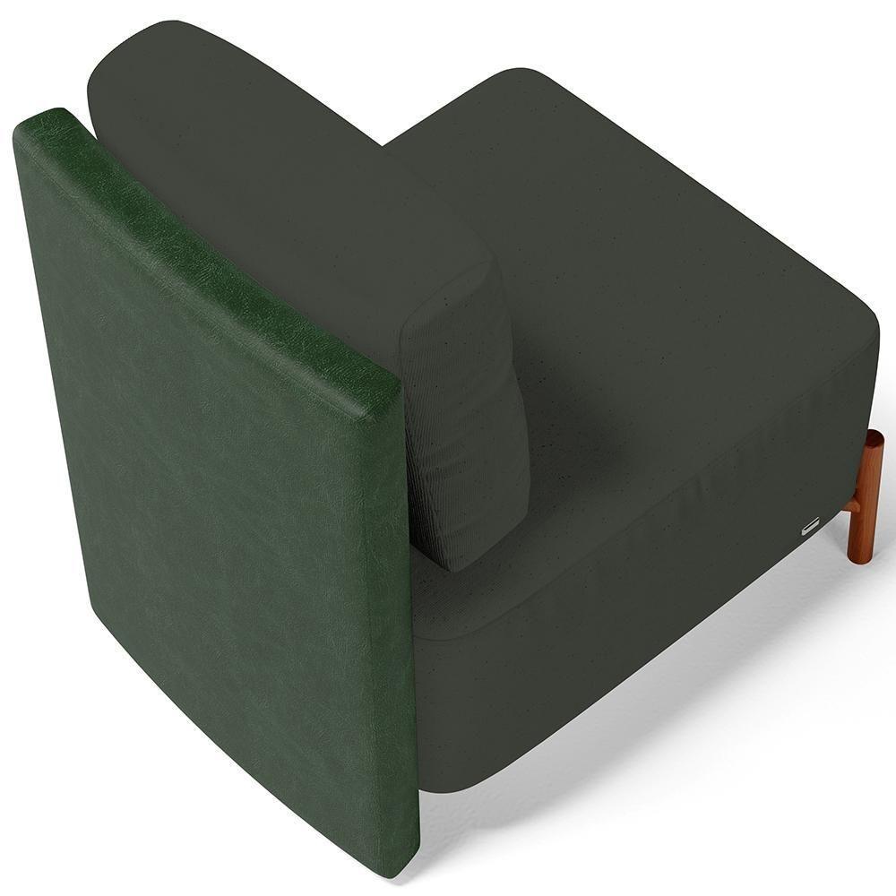 Kit 02 Poltronas Decorativas Sala De Estar Living Pés Madeira Hungria L02 Couríssimo Verde Linho Verde Musgo - Lyam - 9