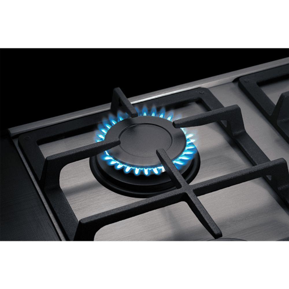 Cooktop A Gás Fischer 4 Bocas Platinium Com Trempe De Ferro Fundido Mesa Aço Bivolt - 4