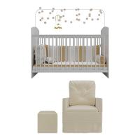 Berço Com Poltrona De Amamentação E Puff Ana Lívia Mp4075 Branco/Bege Branco/Bege - 2
