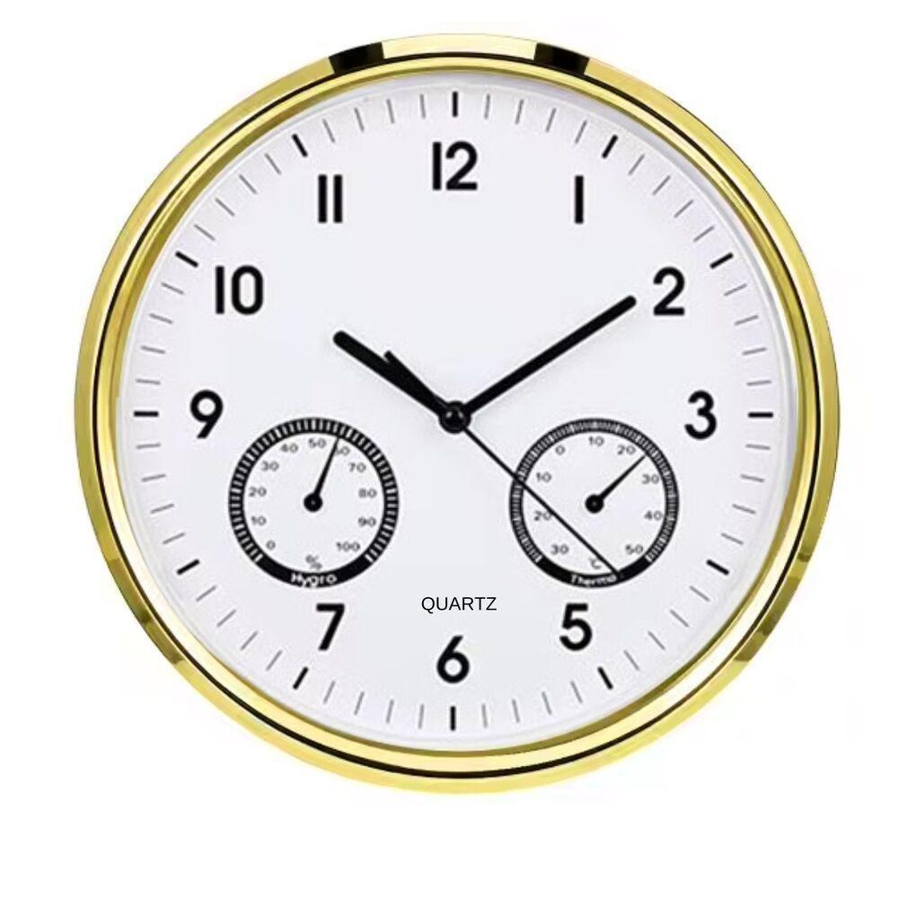 Relogio Termometro Higrometro De Parede Cozinha Escritorio Sala Quarto Consultorio Medidor Temperatura Umidade Luxo - 2