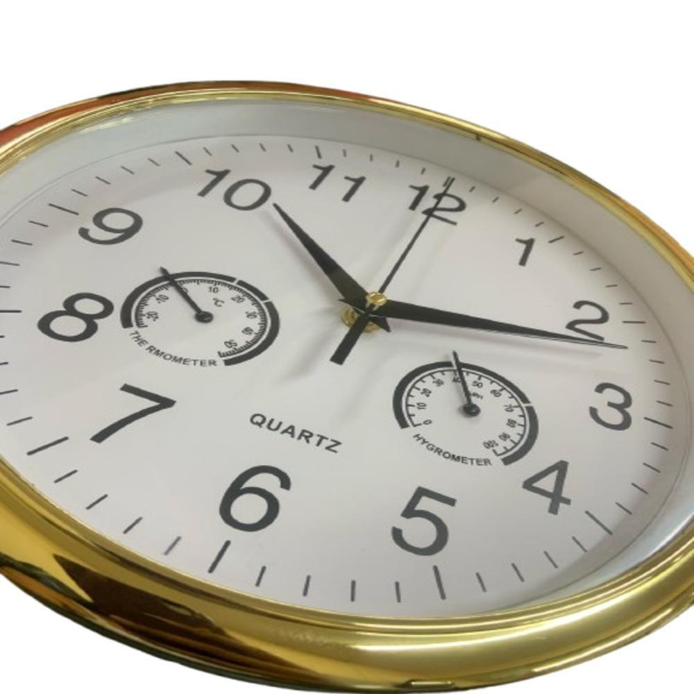 Relogio Termometro Higrometro De Parede Cozinha Escritorio Sala Quarto Consultorio Medidor Temperatura Umidade Luxo - 5