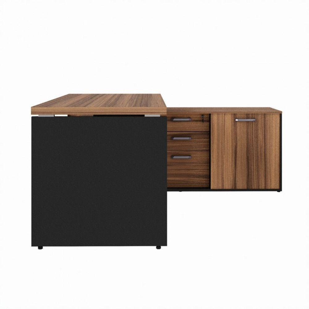 Mesa Escrivaninha Diretor Office 150/180cm Web Office Nogal/preto - 3